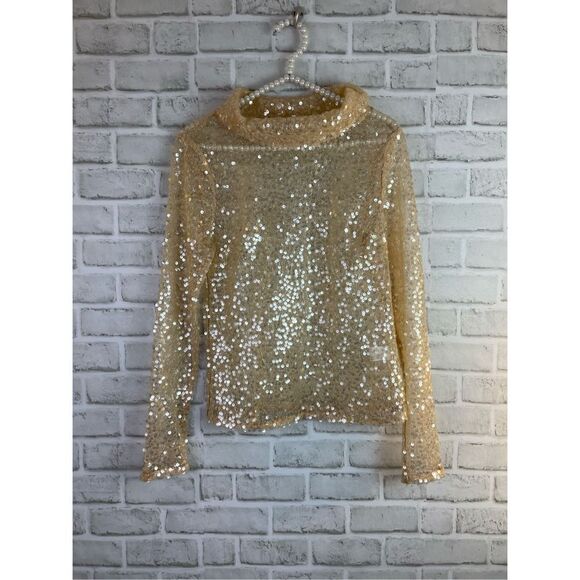 Sunday in Brooklyn Anthropology Sequin Pull Over Sheer Top Size XS Sexy Party - Picture 9 of 9